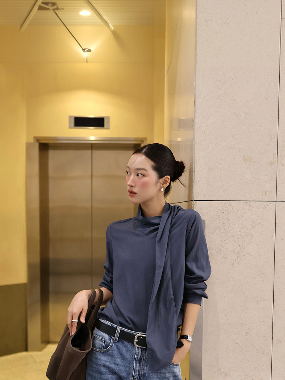 Poem layered collar shirt top
